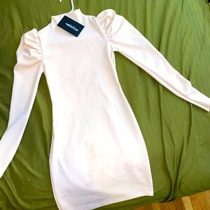 PLT neck puff nude dress 😍👗